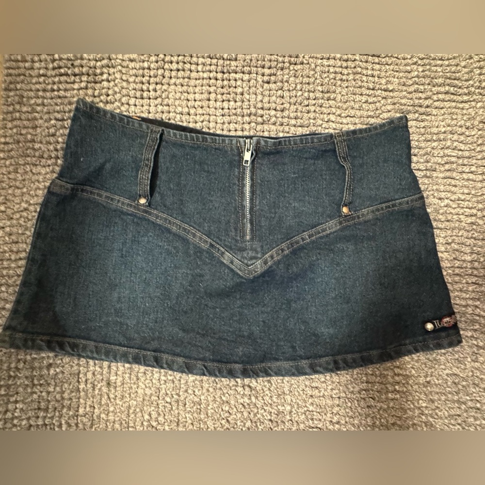 Lip Service vintage 90s denim micro mini goth metal punk M